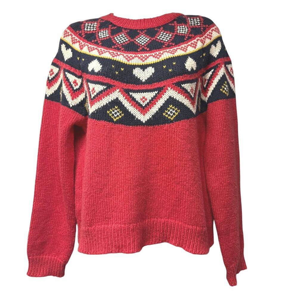 Marine Layer Archive Alpine Fair Isle Sweater Womens Small Red Wool Alpaca Blend